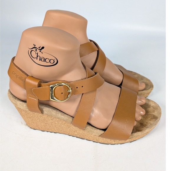 Papillio Shoes - Papillio by Birkenstock Lana Wedge Sandals Brown Leather Womens 39 L8 250